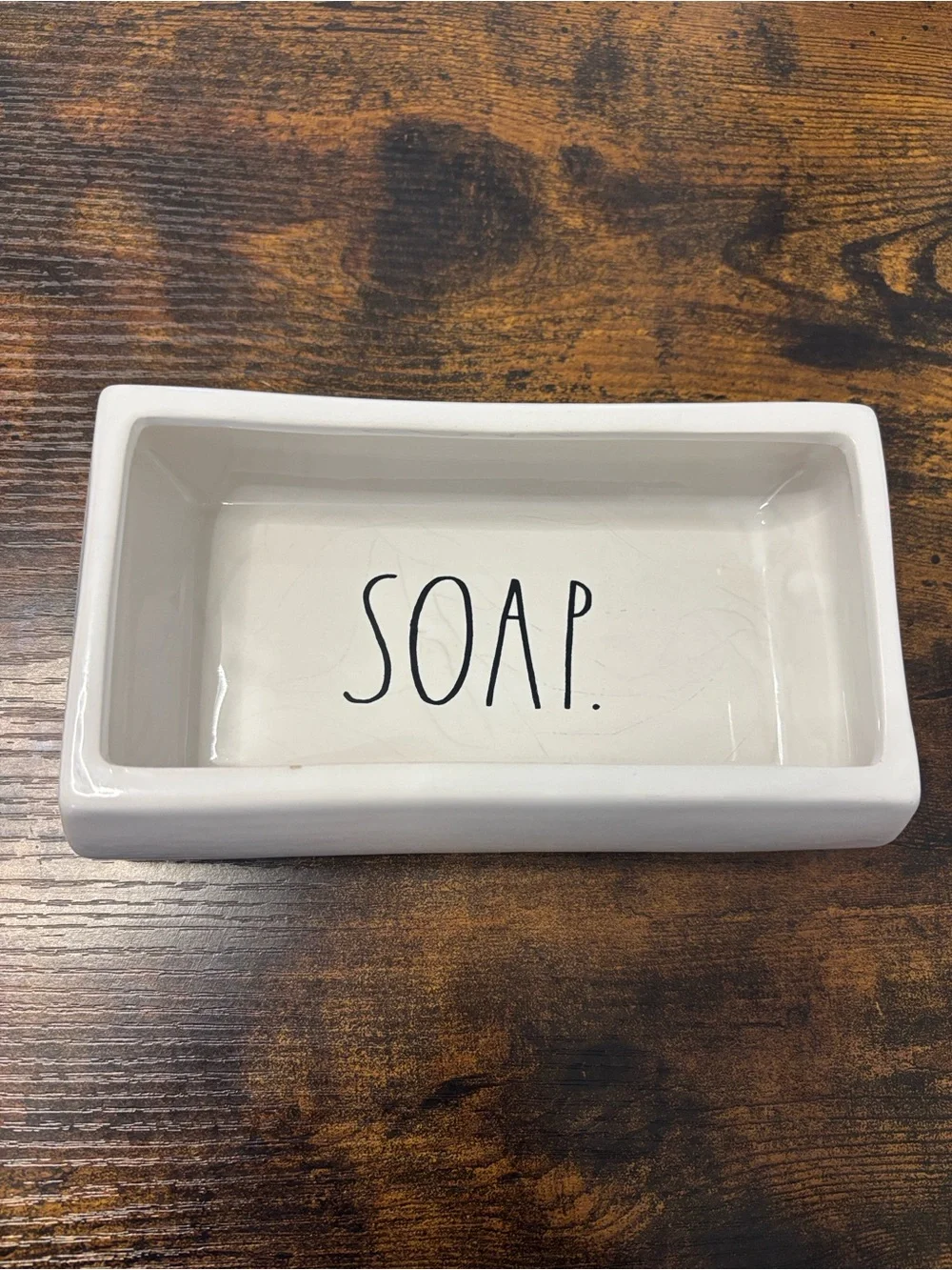 White Ceramic Soap Dish with 'SOAP' Script - Home Bath